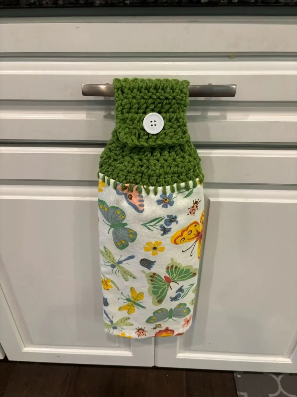 Crochet Top Kitchen Towel- Lots of butterflies